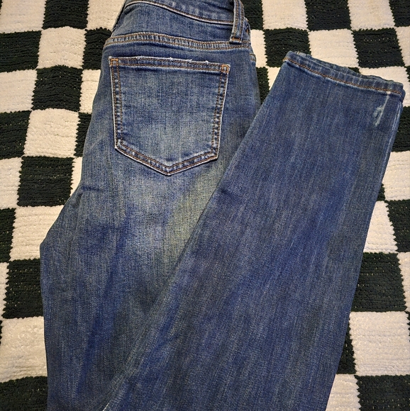 High Rise Blue Distressed Jeans - Picture 6 of 6